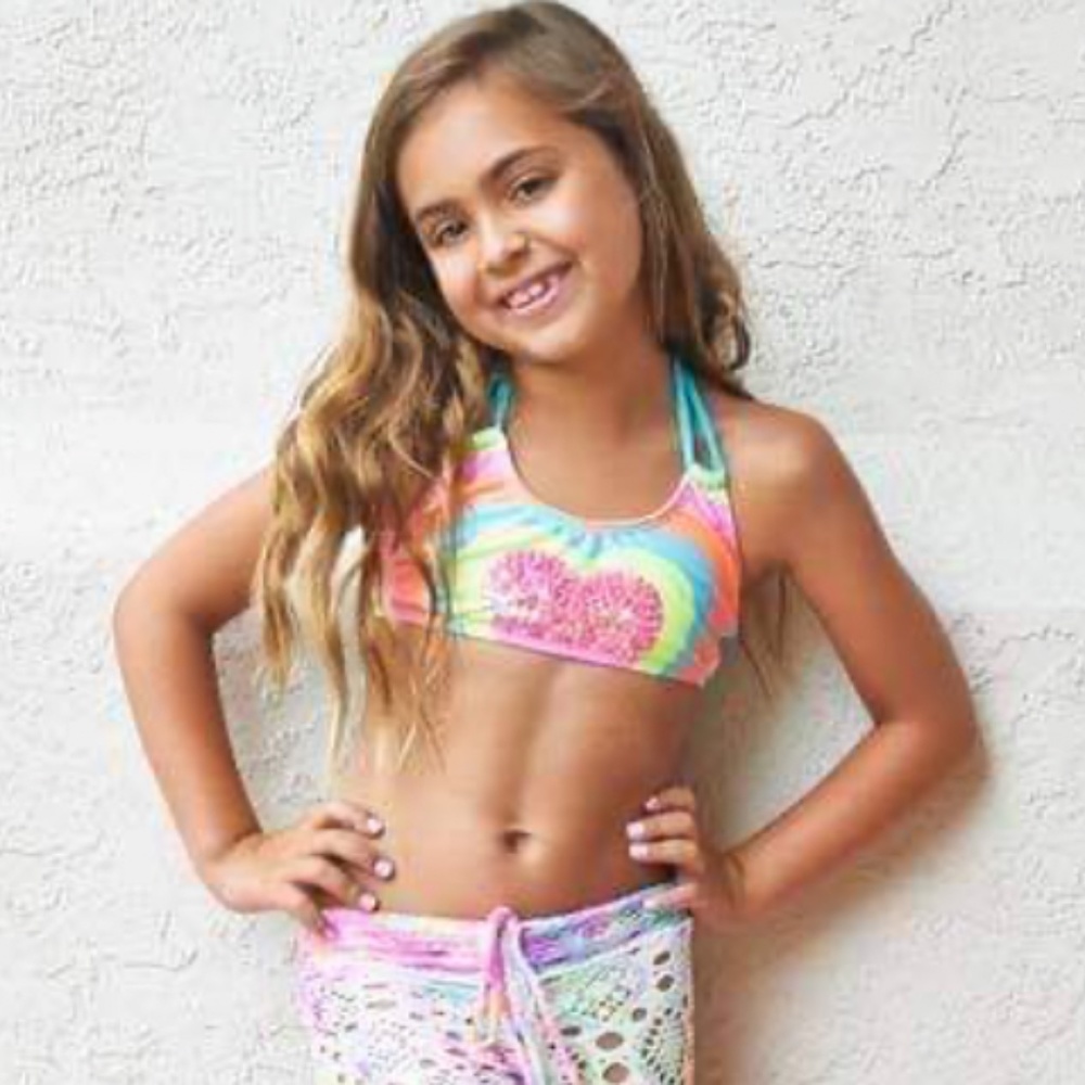 NWT size 12 PILYQ Rainbow Heart Bikini